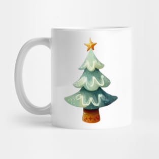 Pastel Green Christmas Tree Illustration Mug